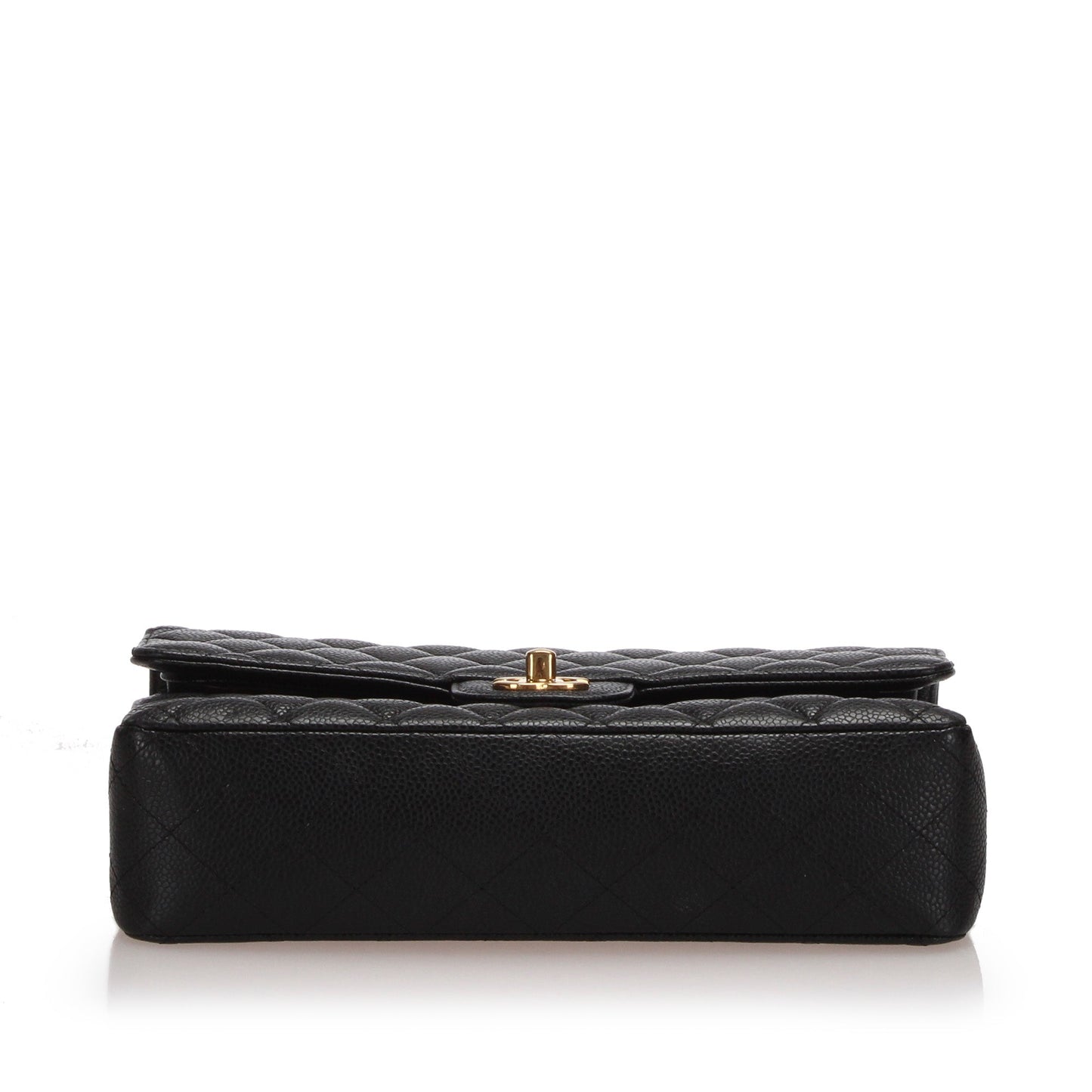 Medium Classic Caviar Leather Double Flap Bag Black GHW
