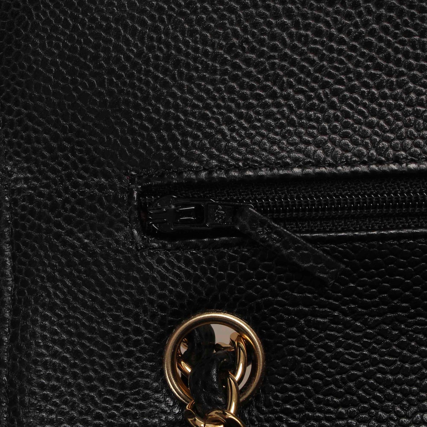 Medium Classic Caviar Leather Double Flap Bag Black GHW