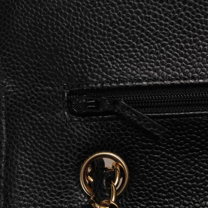 Medium Classic Caviar Leather Double Flap Bag Black GHW