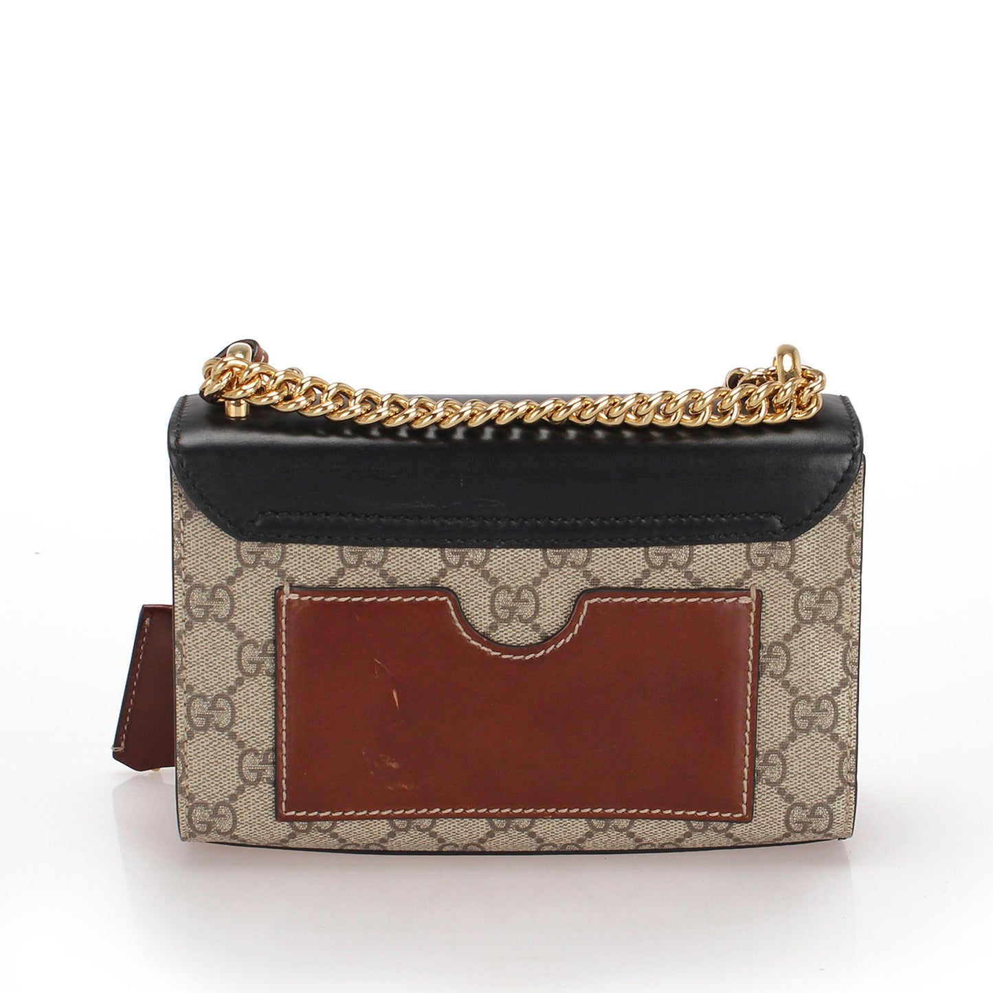 Gucci Small GG Supreme Padlock Crossbody Bag Brown