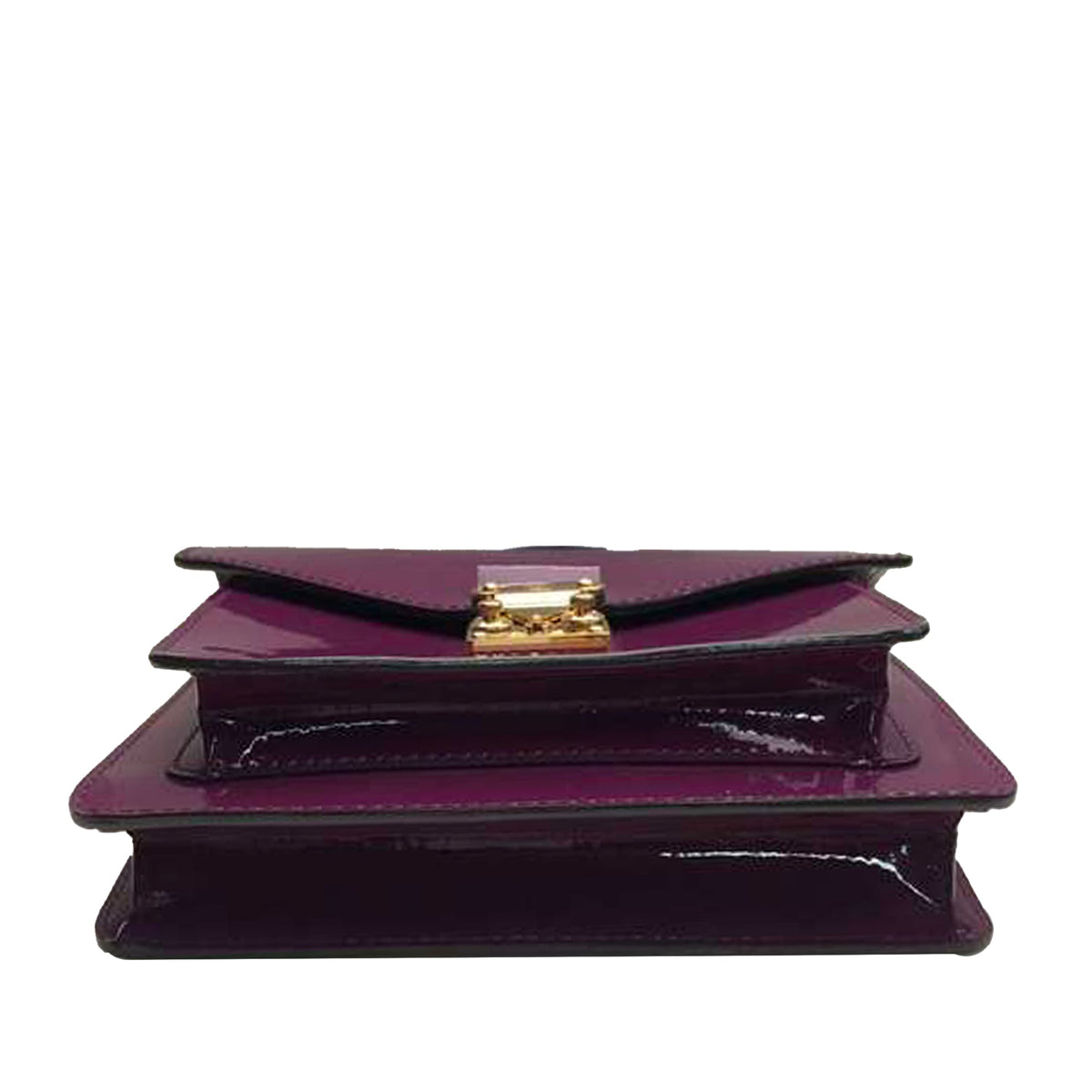Louis-Vuitton Purple Monceau Vernis BB Leather Satchel