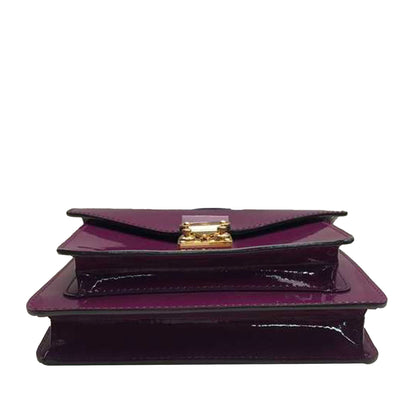 Louis-Vuitton Purple Monceau Vernis BB Leather Satchel