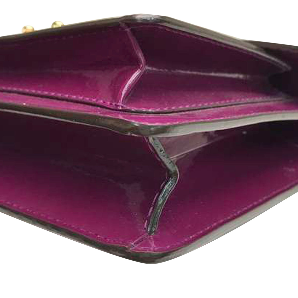 Louis-Vuitton Purple Monceau Vernis BB Leather Satchel