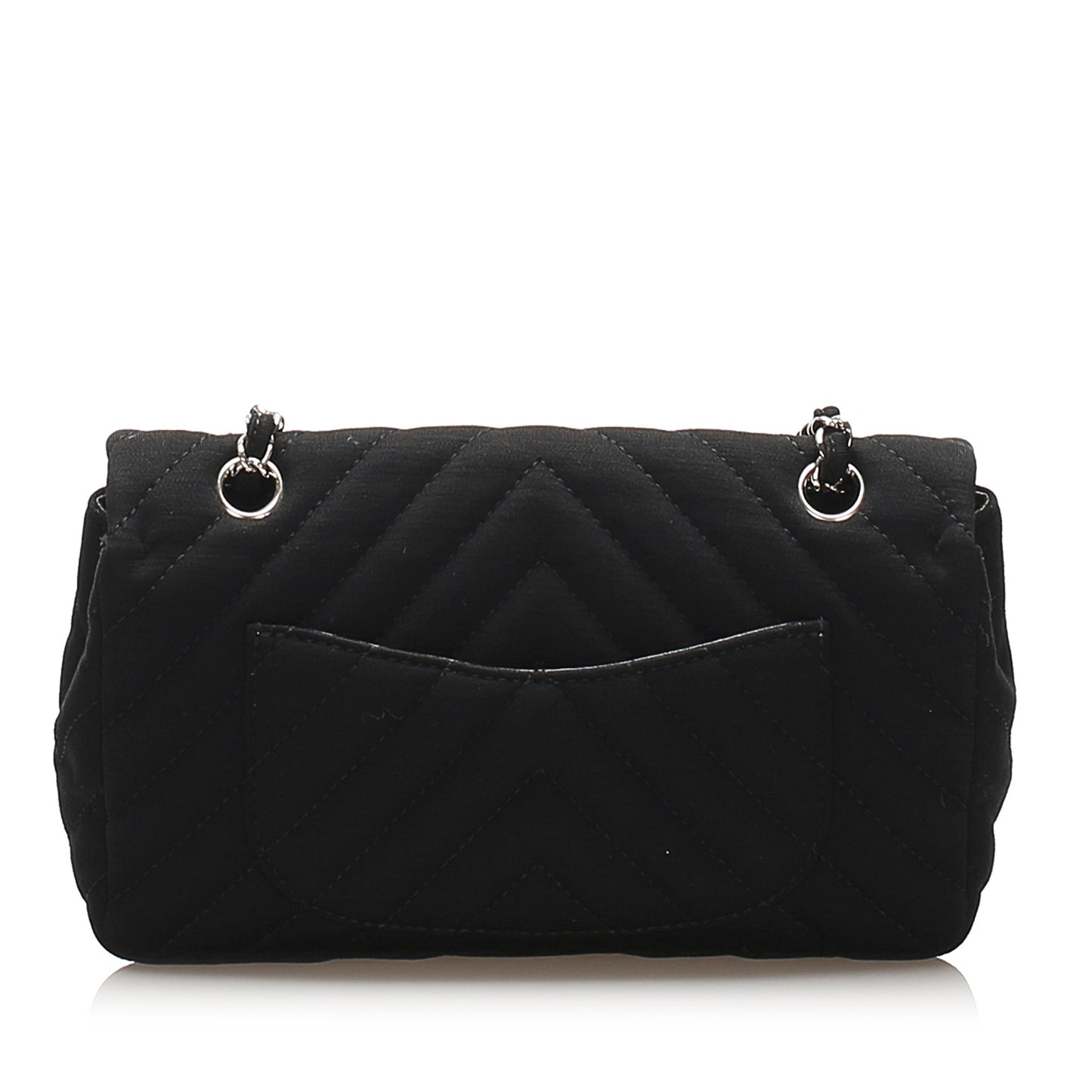 Medium Chevron Jersey Chain Flap Bag Black