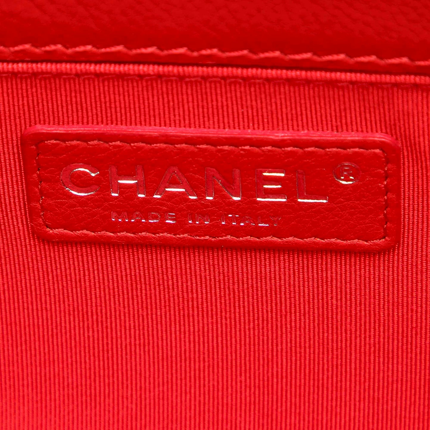 Medium Boy Lambskin Leather Flap Bag Red SHW