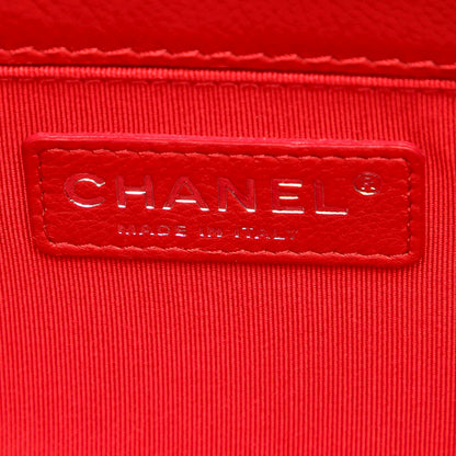 Medium Boy Lambskin Leather Flap Bag Red SHW