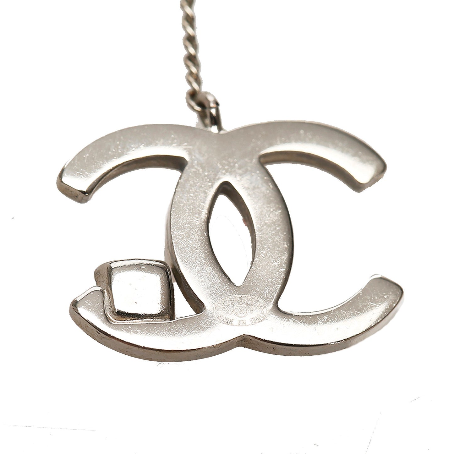 CC Chain Drop Crystal Earrings Silver