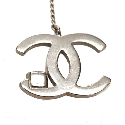 CC Chain Drop Crystal Earrings Silver