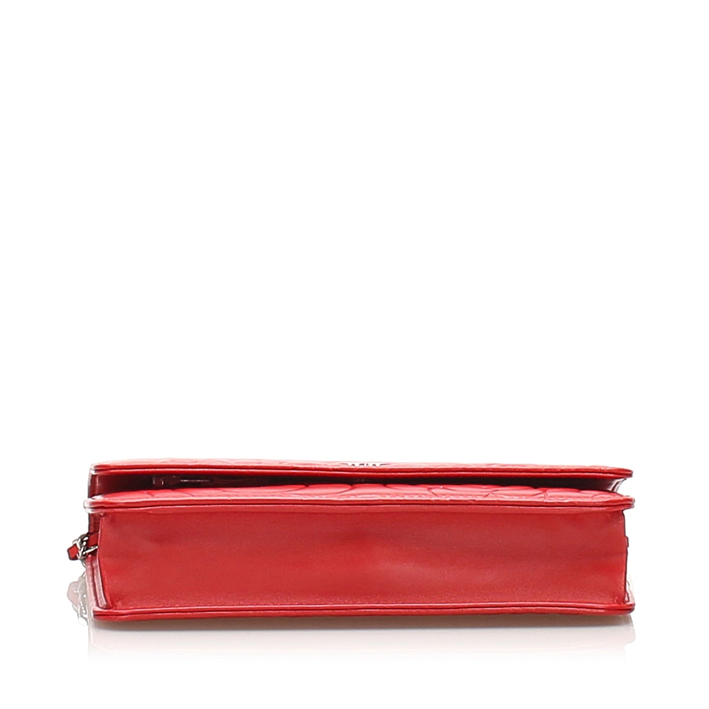 Camellia Lambskin Leather Wallet on Chain Red SHW