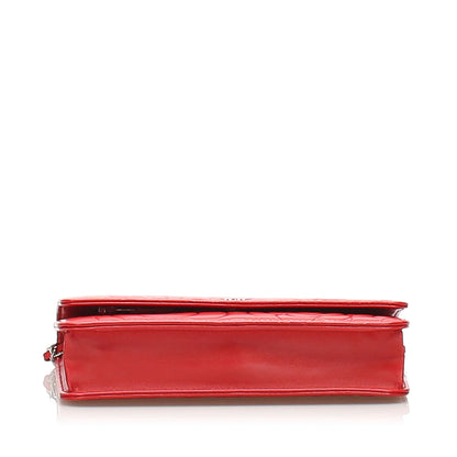 Camellia Lambskin Leather Wallet on Chain Red SHW