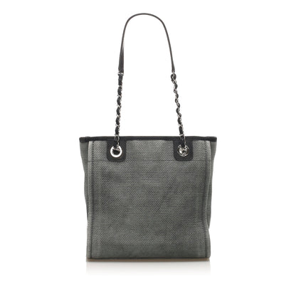 Chanel Deauville Canvas Tote Bag Gray