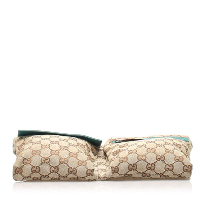Gucci GG Canvas Belt Bag Beige and Blue SHW