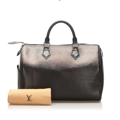 Louis-Vuitton Black Epi Leather Speedy 30 Bag