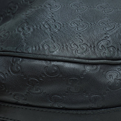 Gucci Black Guccissima GG Twins Hobo Medium Bag