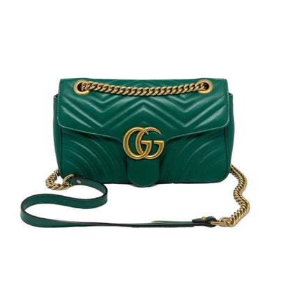 Gucci Small GG Marmont Calfskin Matelasse Emerald Green GHW