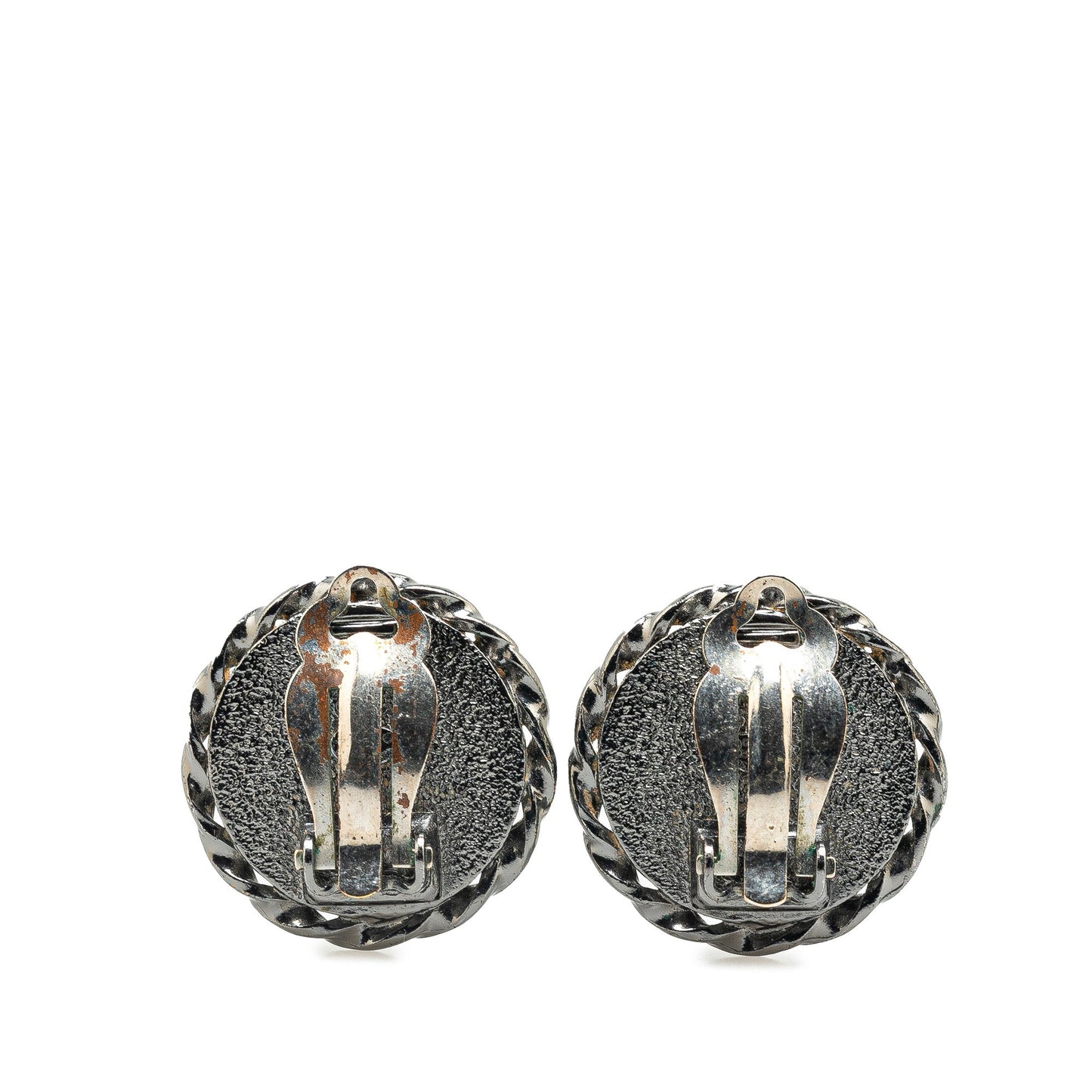 Silver Chanel Silver Plated Mademoiselle Coco Profile Clip on Earrings Costume Necklace