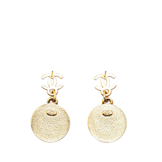 Gold Chanel Gold Plated Mini Nico Swing American Star Push Back Earrings