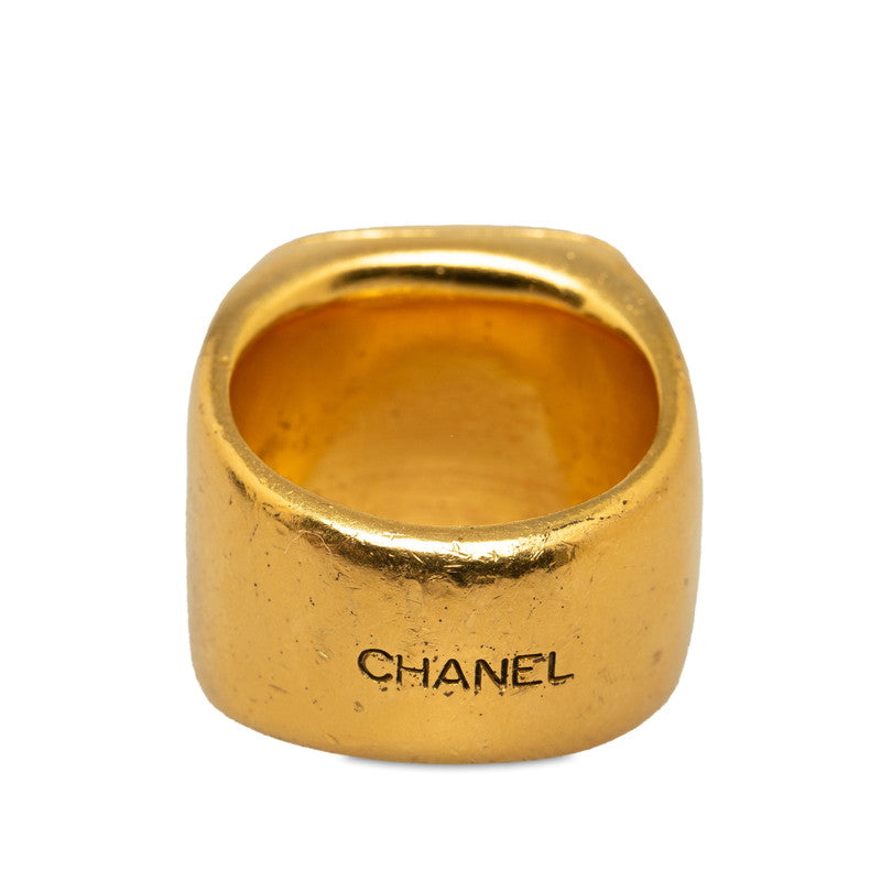 Chanel CC Logo-Debossed Signet Ring Metal Ring in Good condition