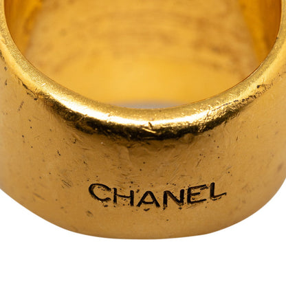 Chanel CC Logo-Debossed Signet Ring Metal Ring in Good condition