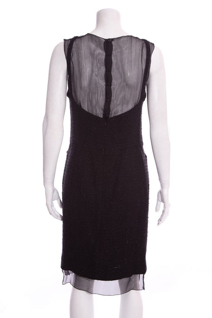 Chanel Pre-Fall '06 Black Tweed/Mesh Dress SZ 38