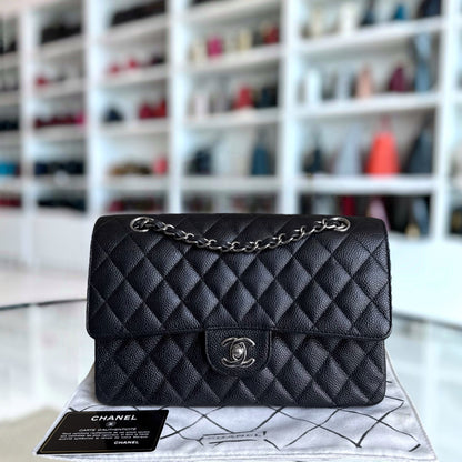 Chanel Classic Flap Medium - Caviar 25CM Quilted Black Silver Hardware Series 16