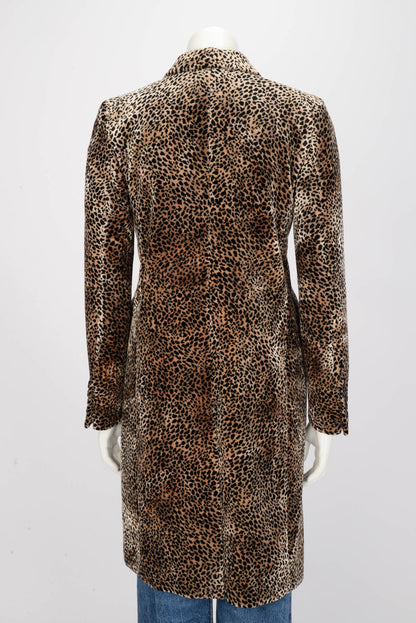 Saint Laurent Leopard Print Velvet Coat FR 36