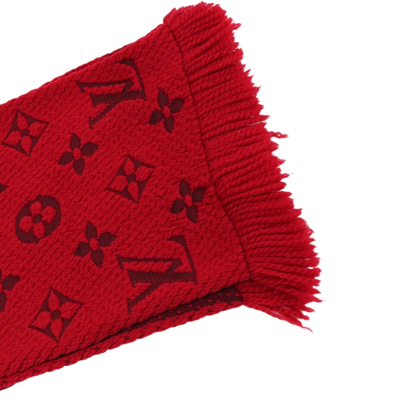 Louis-Vuitton Logomania Silk Wool Scarf Red