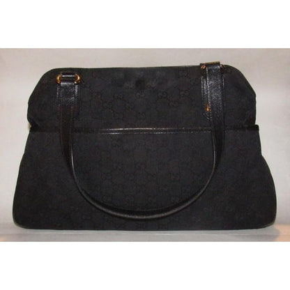 Gucci Vintage Pursesdesigner Purses Black Leather And Gg Leather Satchel