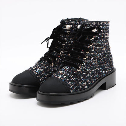 CHANEL COCOMARK TWIDE SHORT BOOTS 37.5 LADY BLACK X NAIBI G35154 PERLE  LOVE MARKET SHOP