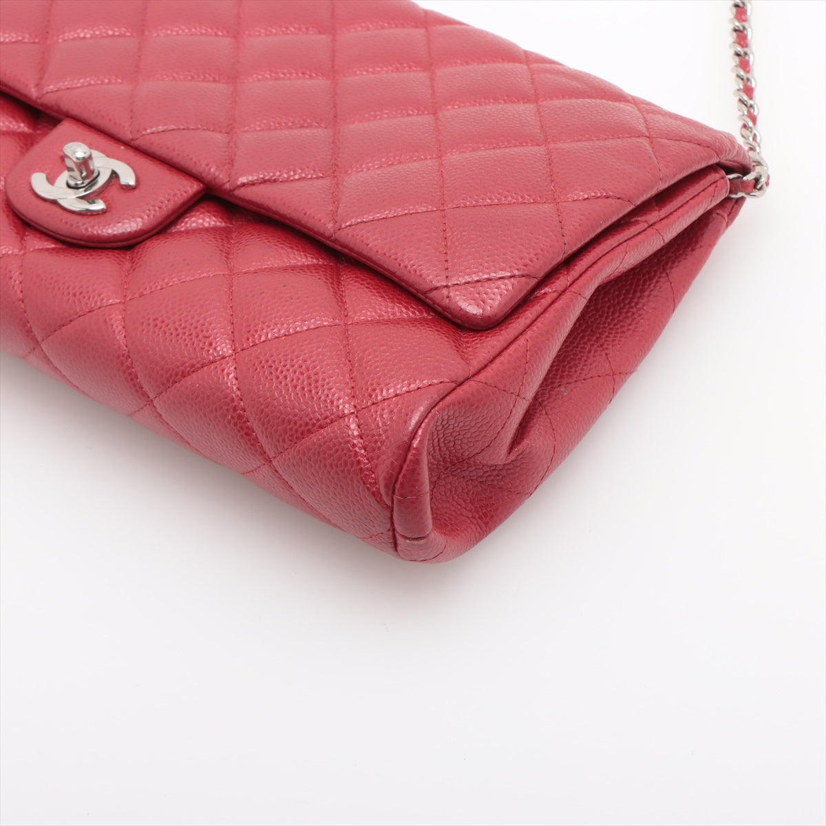 Chanel Matrasse Caviar S Single Flap Single Chain Bag Red Silver  20th