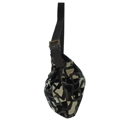 Celine Brown Print Velvet Shoulder Bag