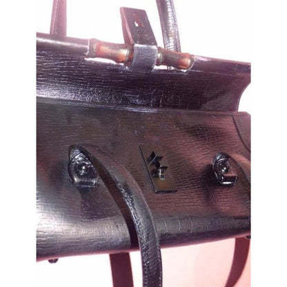 Gucci Vintage Black Leather Bamboo Bullet Bag!