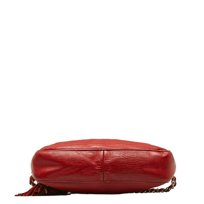 Chanel Cocomark Tassel Chain  houlder Bag Red Leather  CHANEL