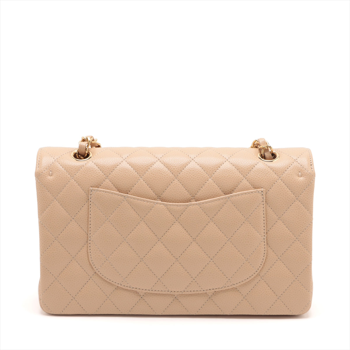 Chanel Matrasse Caviar S Double Flap Double Chain Bag Beige Gold