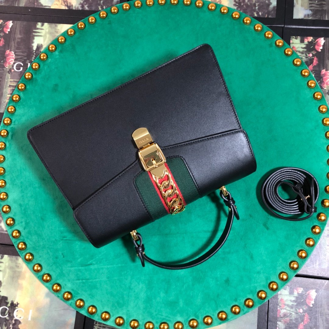 Gucci GG Sylvie Leather Medium Top Handle Bag