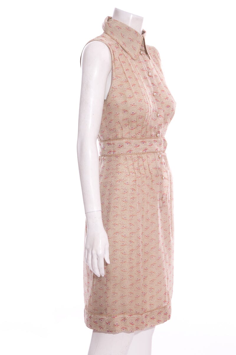 Chanel Spring 2004 Beige Sleeveless Dress SZ 38