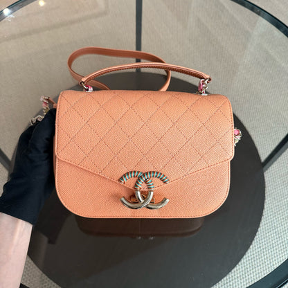 Chanel Coco Curve Cuba Small - Quilted Caviar Caramel Light Gold Hardware Series 23