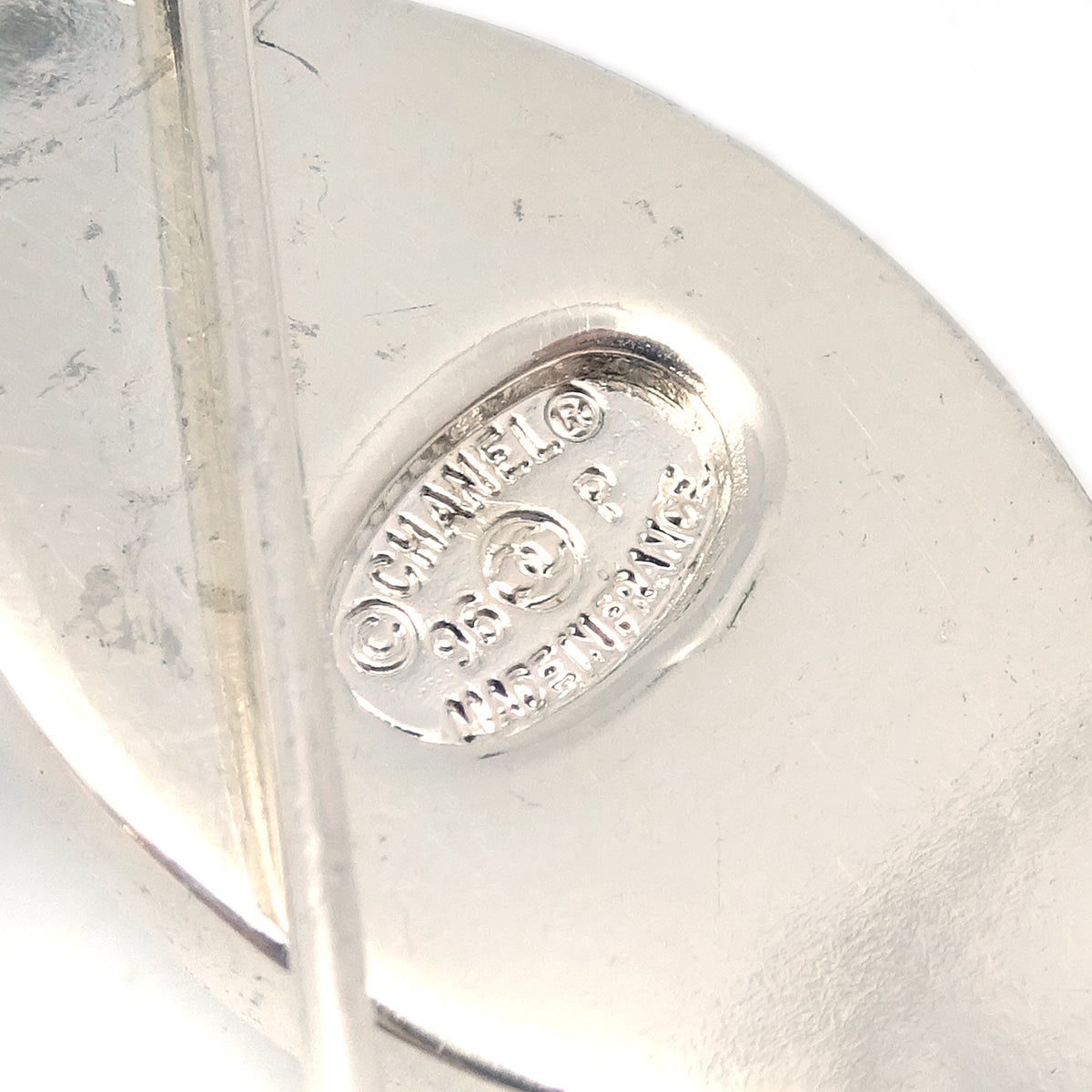 Chanel Turnlock Brooch Pin Silver Large 96P