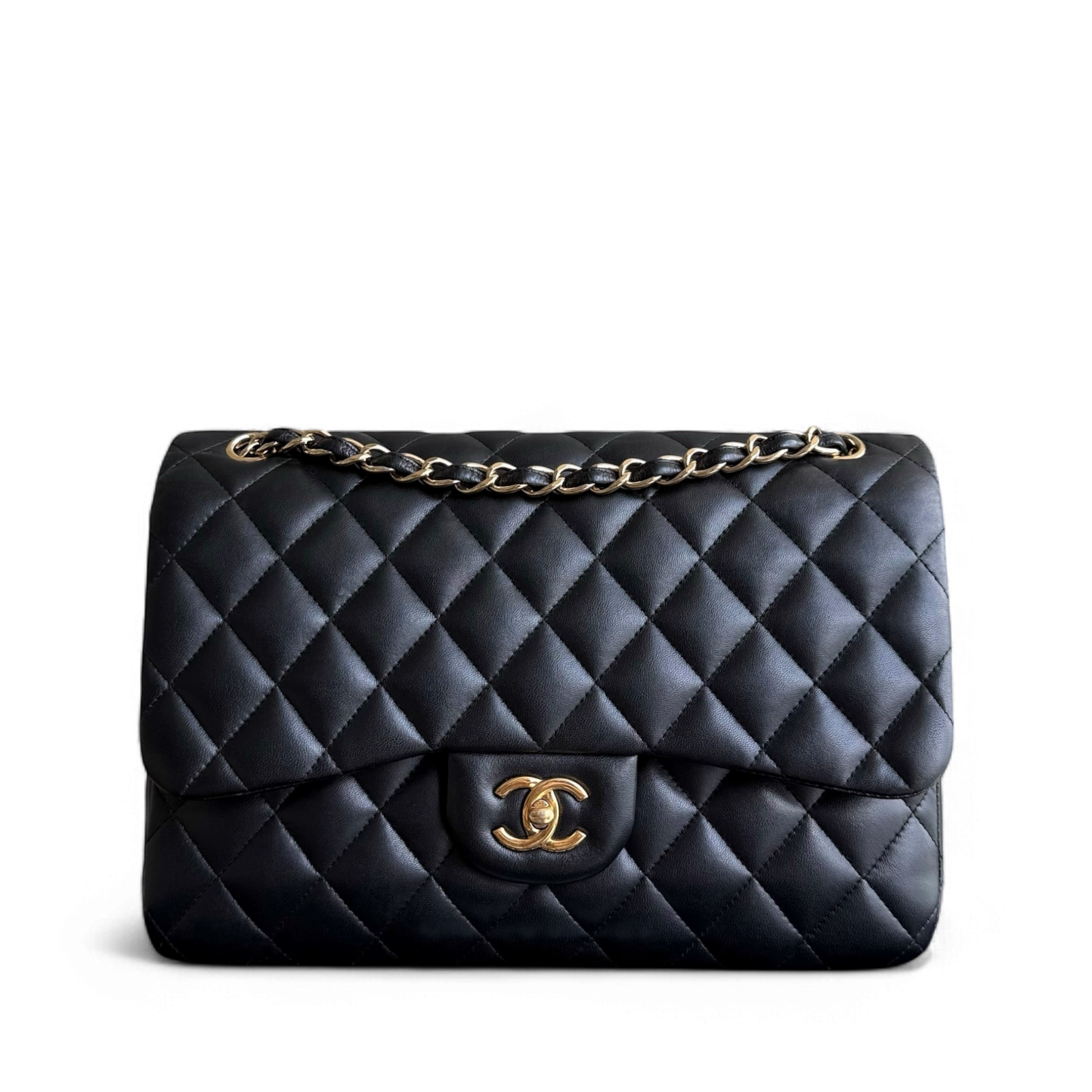 Chanel Classic Flap Jumbo - Double Flap Quilted Lambskin Black Gold Hardware Series 19