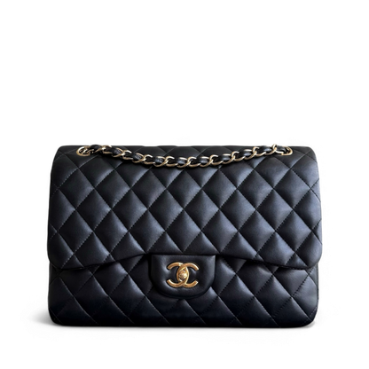 Chanel Classic Flap Jumbo - Double Flap Quilted Lambskin Black Gold Hardware Series 19