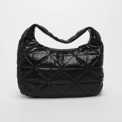 Prada Black Nappa Stitched Large Hobo Bag