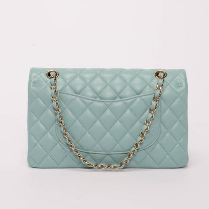 Chanel Tiffany Blue Quilted Caviar Medium Classic Flap Bag