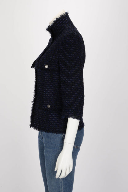 Chanel Navy Fantasy Tweed Four Pocket Jacket FR 38