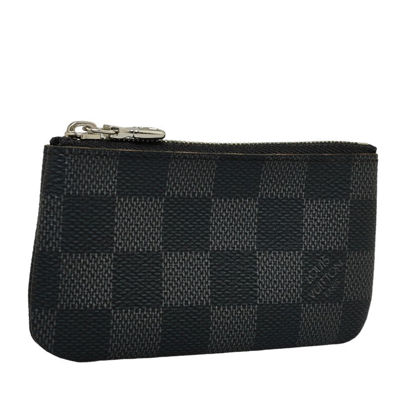 Louis Vuitton Damiere Graphite Poschet Crane Coin Case N60155 Black PVC Leather Men Louis Vuitton