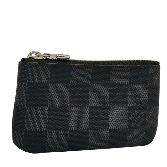 Louis Vuitton Damiere Graphite Poschet Crane Coin Case N60155 Black PVC Leather Men Louis Vuitton