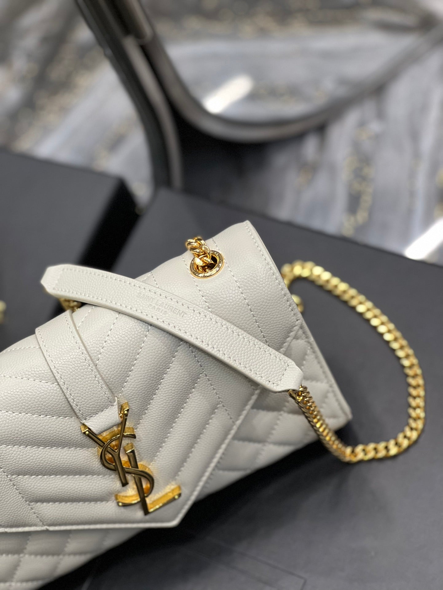 Yves Saint Laurent Small Bag White In Mix Matelasse