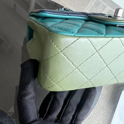 Mini Classic Flap Quilted Lambskin Multi-color Blue Green Silver Hardware Series 21