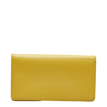 Chanel Button Bi-Fold Wallet Long Wallet Yellow Leather
