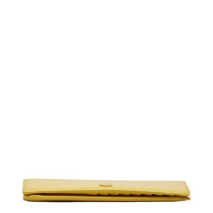 Chanel Button Bi-Fold Wallet Long Wallet Yellow Leather