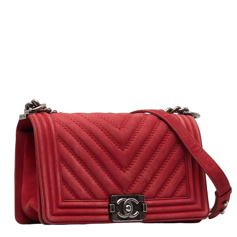 Medium Chevron Suede Le Boy Flap Bag - '10s